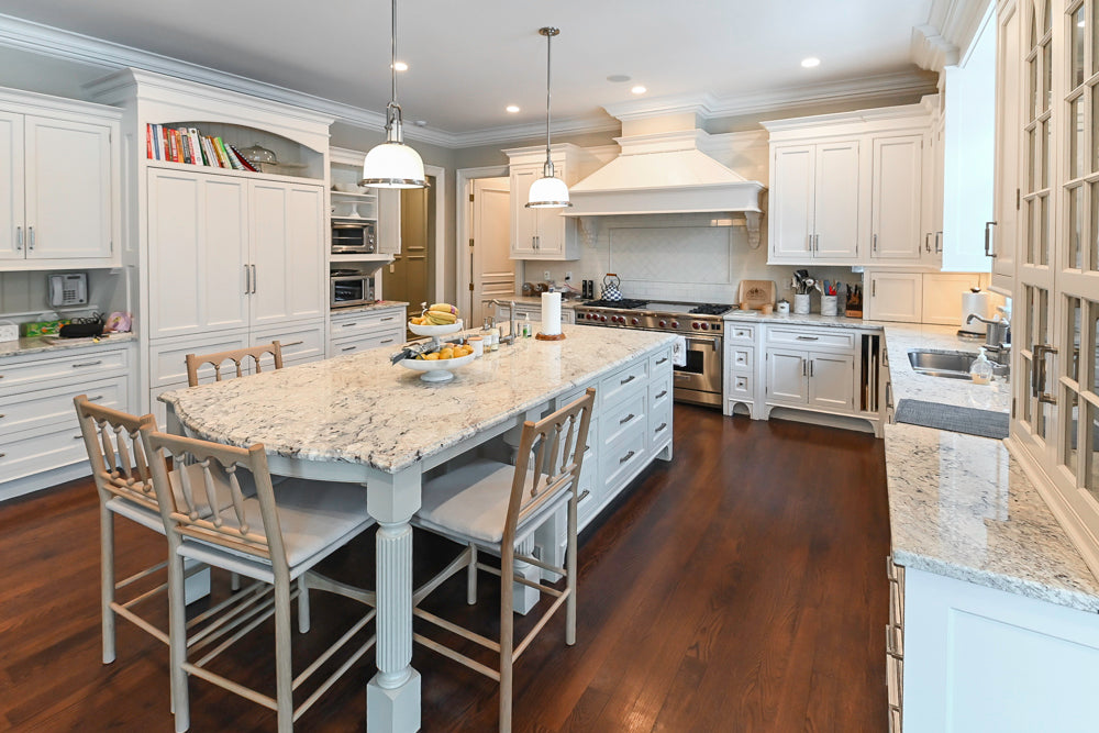 "The Berkley" Transitional White Kitchen with Island and 60" Wolf Range