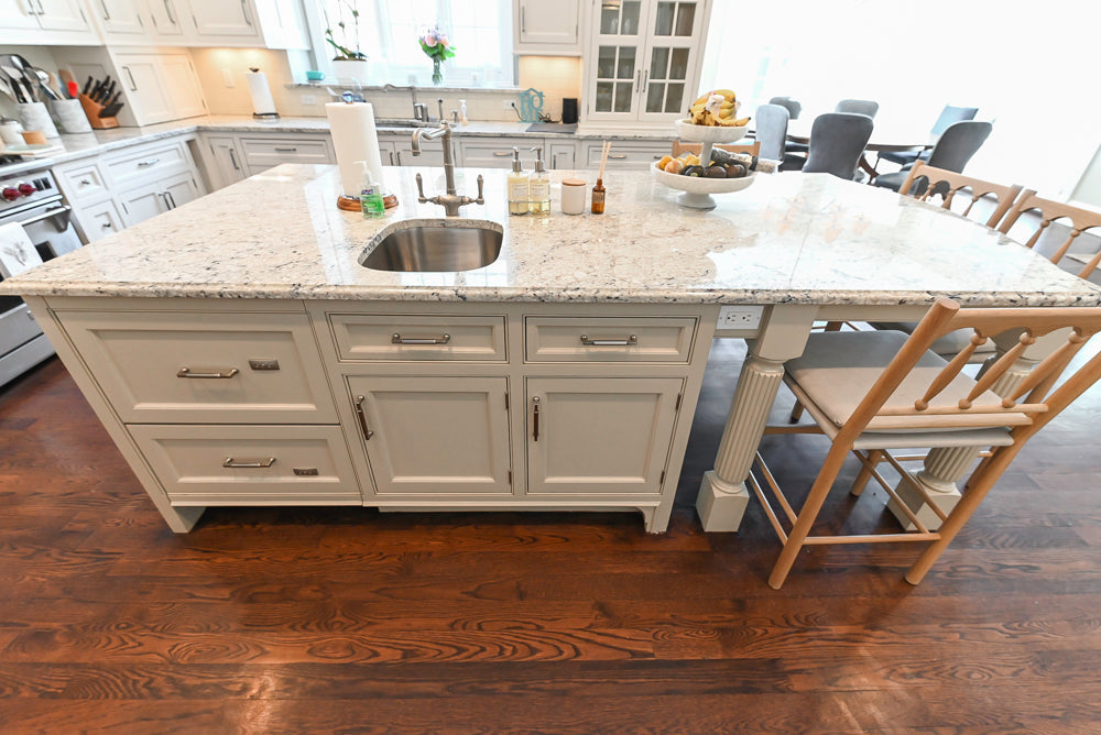 "The Berkley" Transitional White Kitchen with Island and 60" Wolf Range