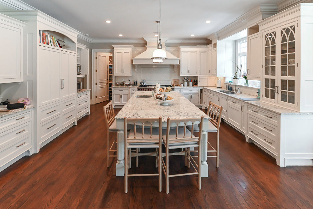 "The Berkley" Transitional White Kitchen with Island and 60" Wolf Range