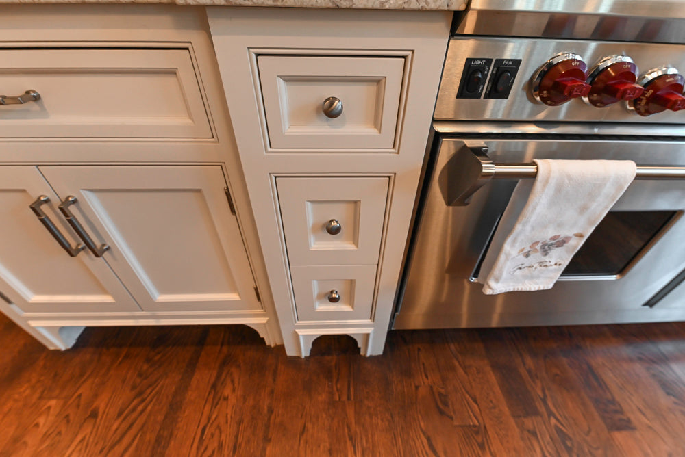 "The Berkley" Transitional White Kitchen with Island and 60" Wolf Range