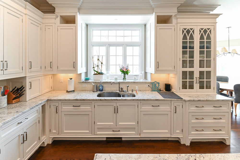 "The Berkley" Transitional White Kitchen with Island and 60" Wolf Range