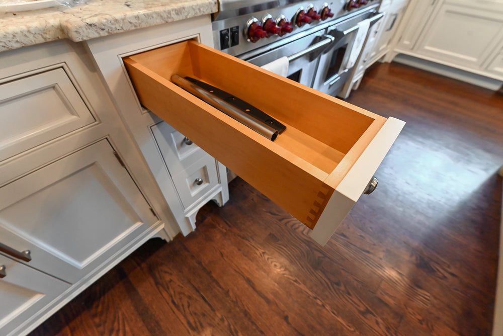 "The Berkley" Transitional White Kitchen with Island and 60" Wolf Range