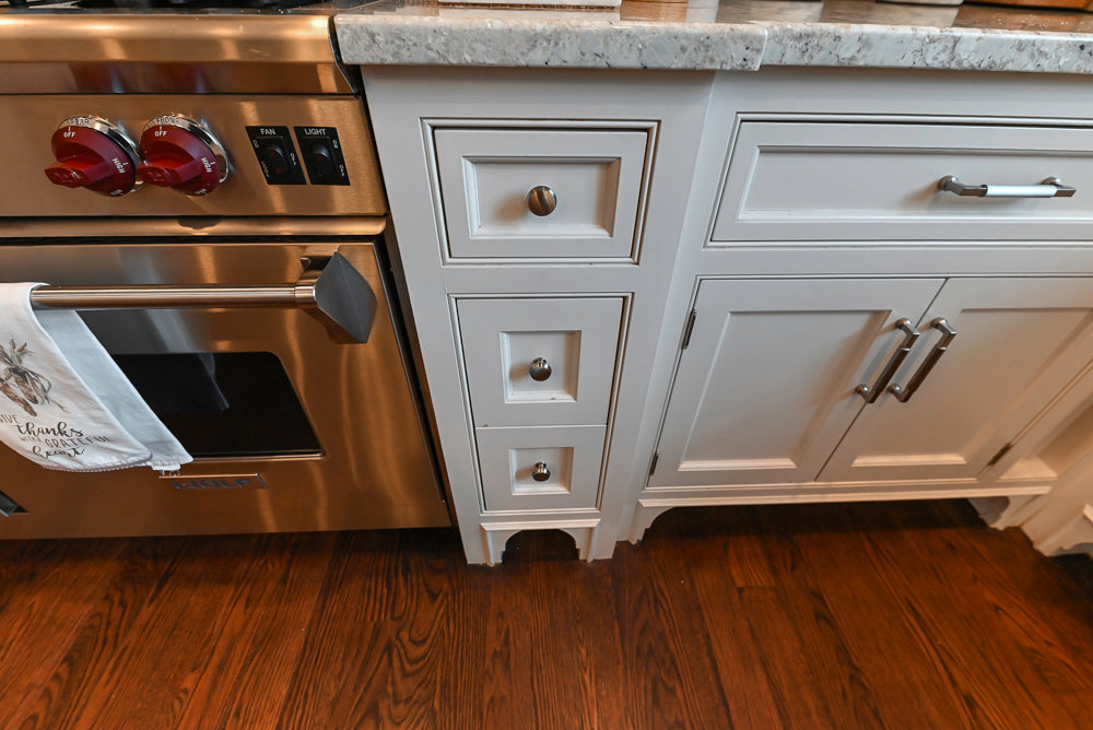 "The Berkley" Transitional White Kitchen with Island and 60" Wolf Range