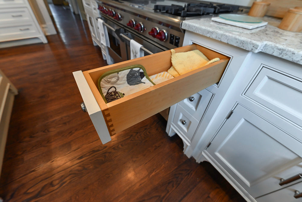 "The Berkley" Transitional White Kitchen with Island and 60" Wolf Range