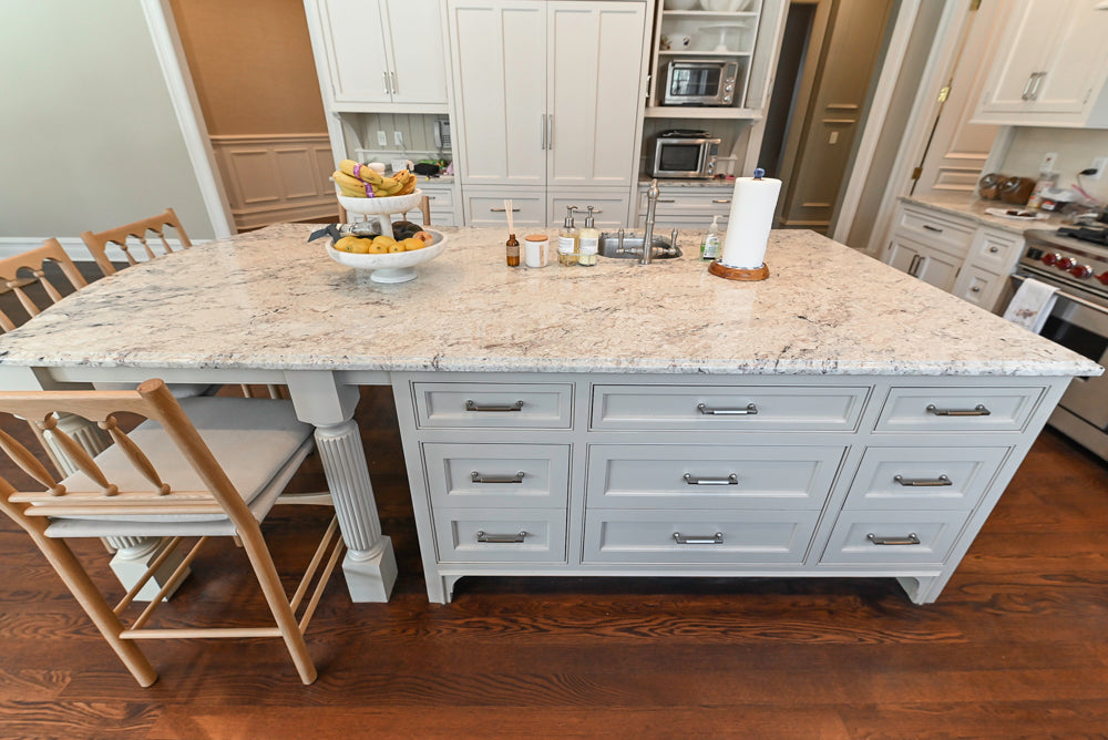"The Berkley" Transitional White Kitchen with Island and 60" Wolf Range