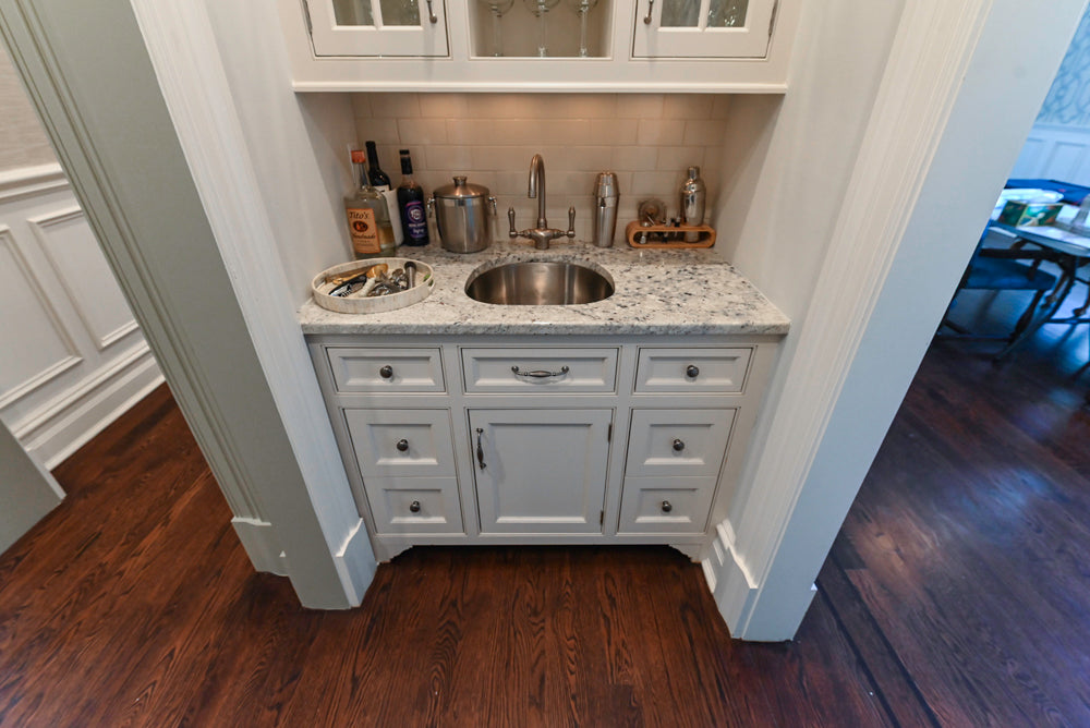 "The Highgate" Transitional White Butler's Pantry with Sink and Faucet