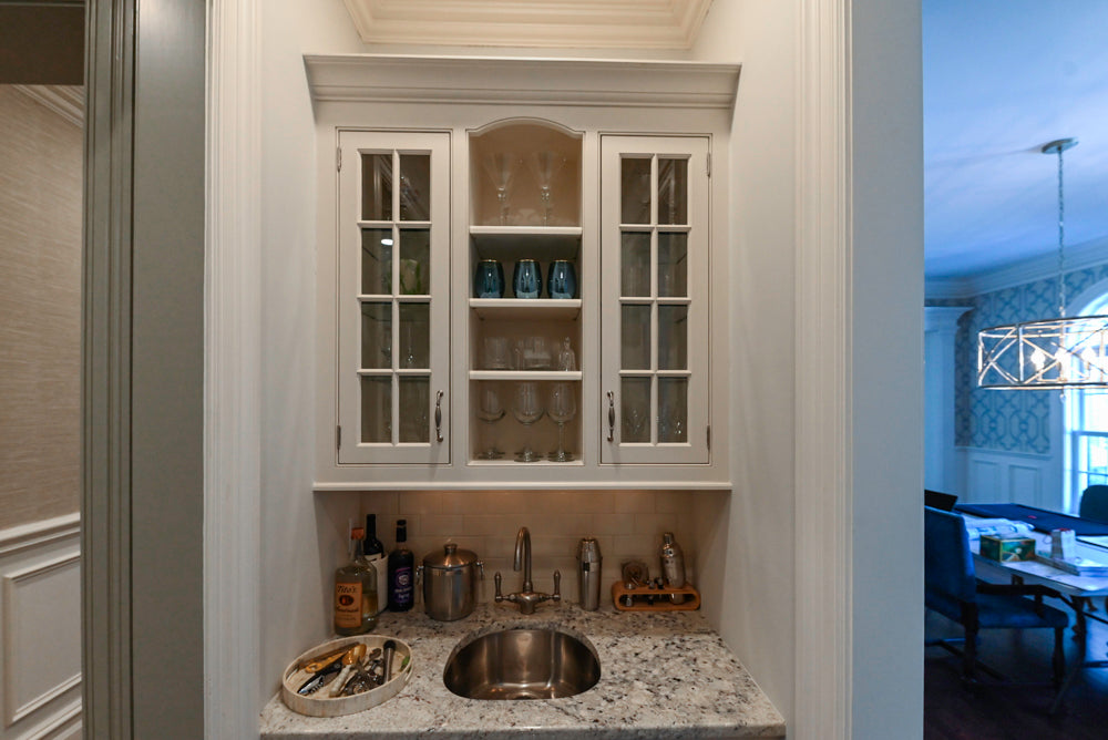 "The Highgate" Transitional White Butler's Pantry with Sink and Faucet