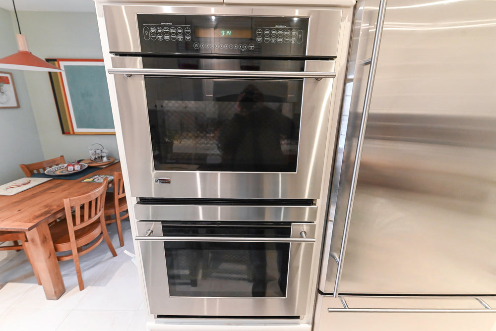 Candelight Traditional Off White Kitchen with Island and Monogram Appliances