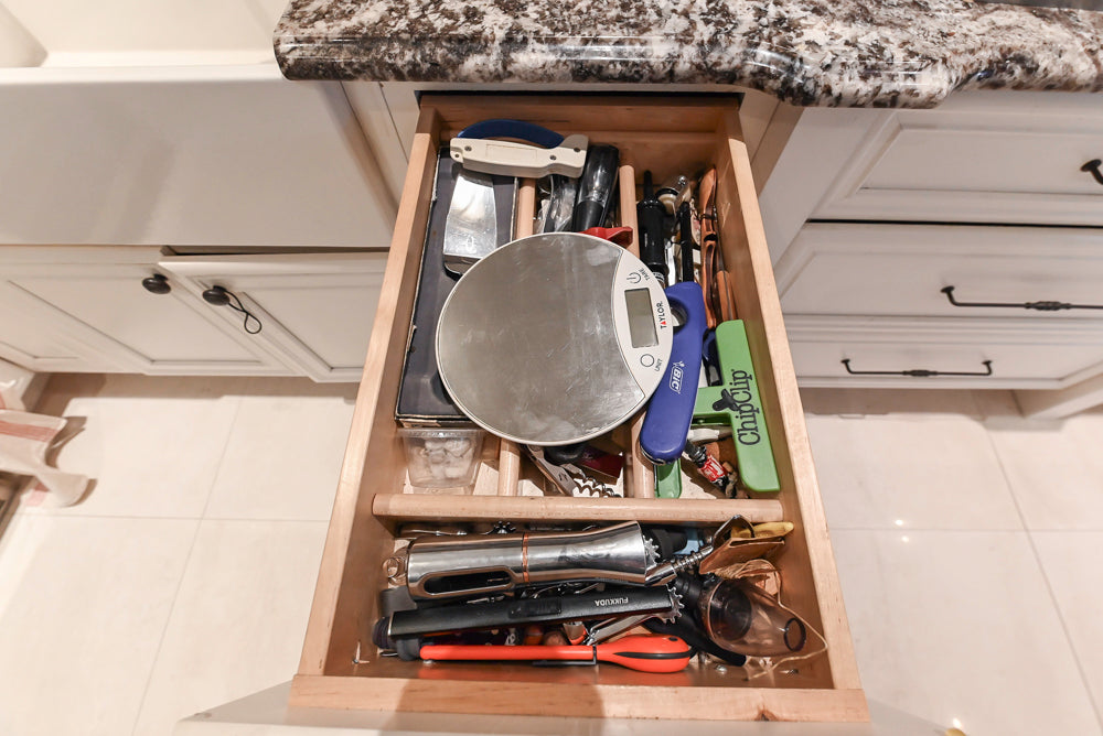 Candelight Traditional Off White Kitchen with Island and Monogram Appliances