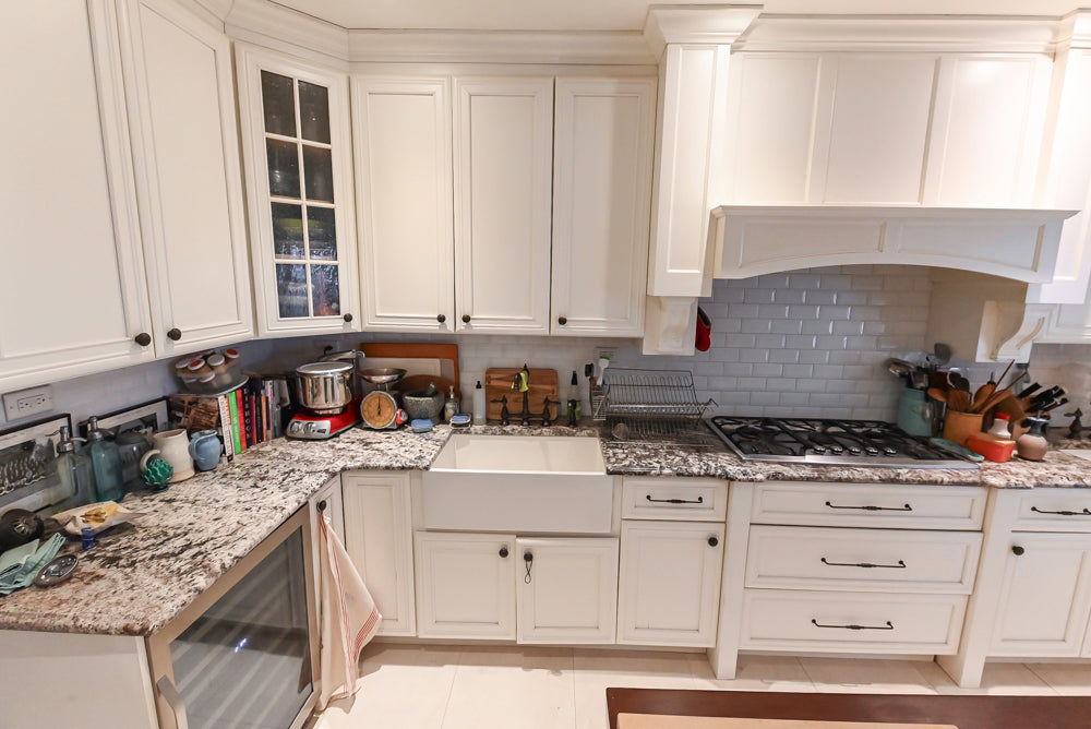 Candelight Traditional Off White Kitchen with Island and Monogram Appliances