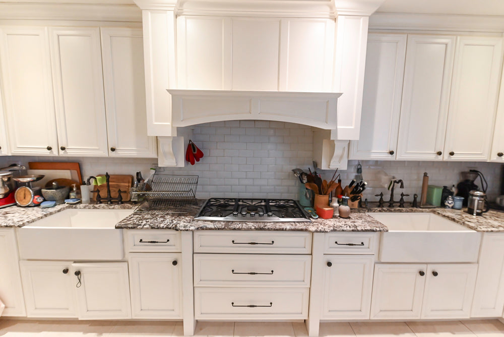 Candelight Traditional Off White Kitchen with Island and Monogram Appliances