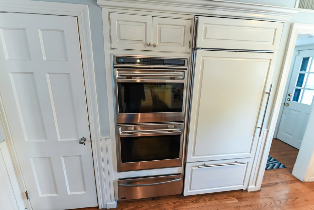 "The Radcliffe" Traditional White Kitchen with Island, Granite Countertops and Appliances