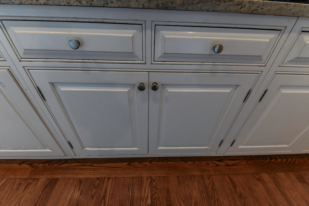 "The Radcliffe" Traditional White Kitchen with Island, Granite Countertops and Appliances