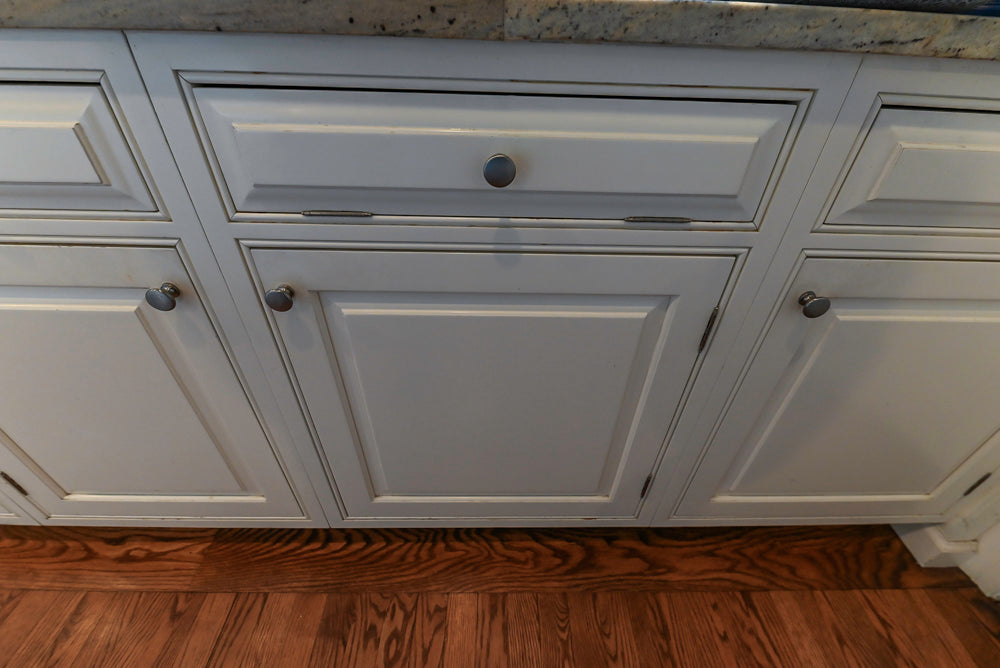"The Radcliffe" Traditional White Kitchen with Island, Granite Countertops and Appliances