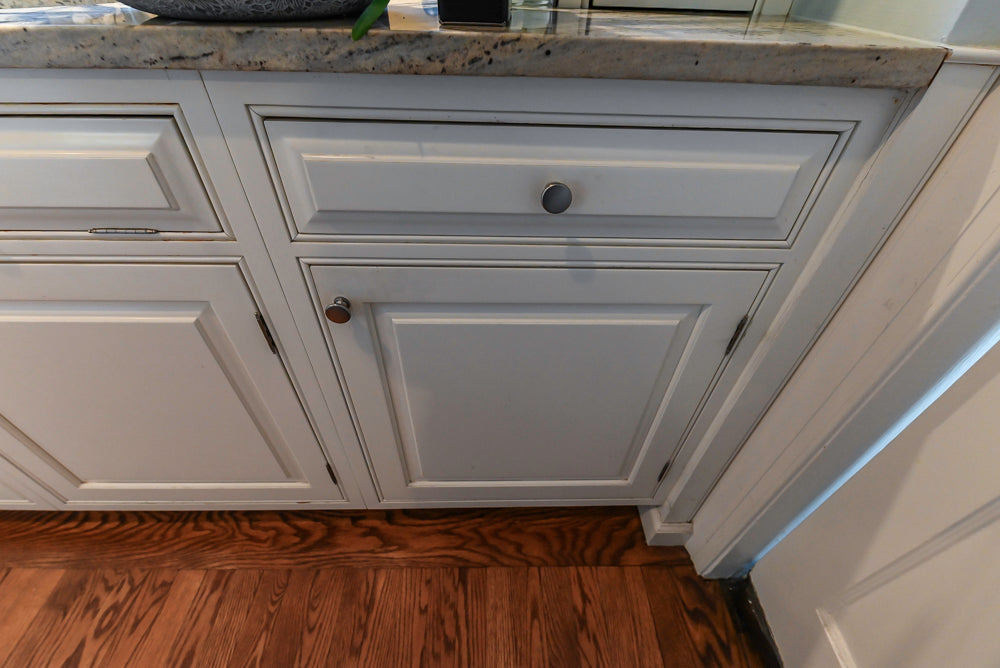 "The Radcliffe" Traditional White Kitchen with Island, Granite Countertops and Appliances