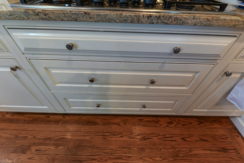 "The Radcliffe" Traditional White Kitchen with Island, Granite Countertops and Appliances