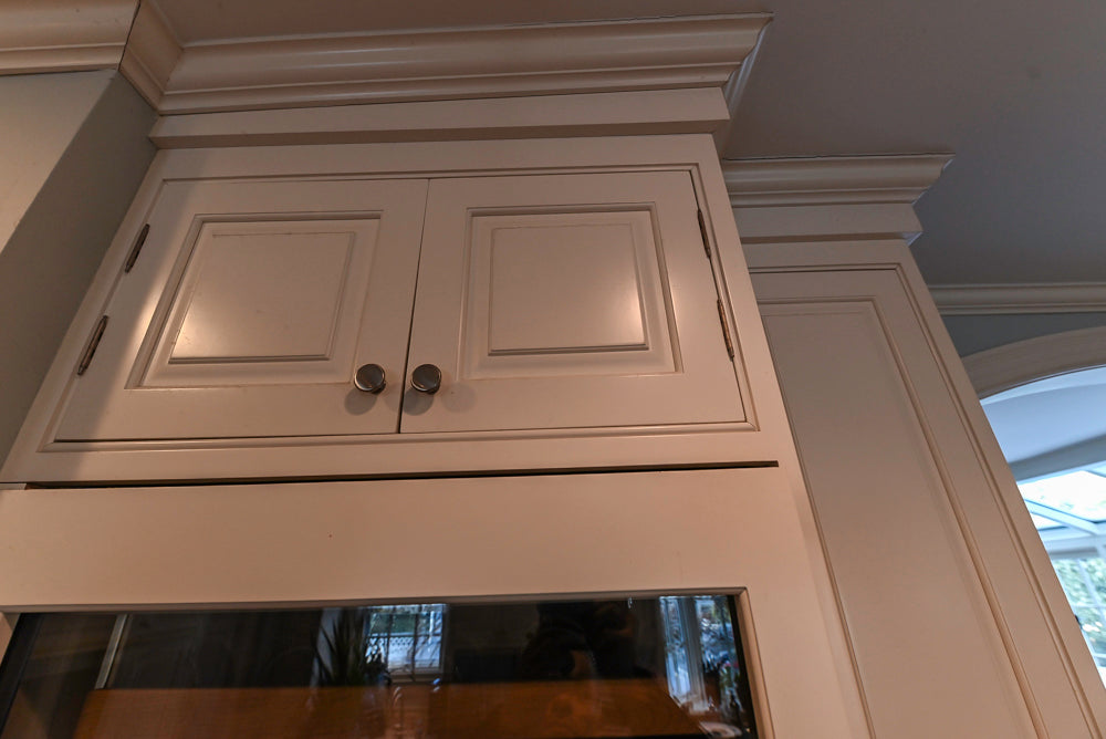 "The Radcliffe" Traditional White Kitchen with Island, Granite Countertops and Appliances