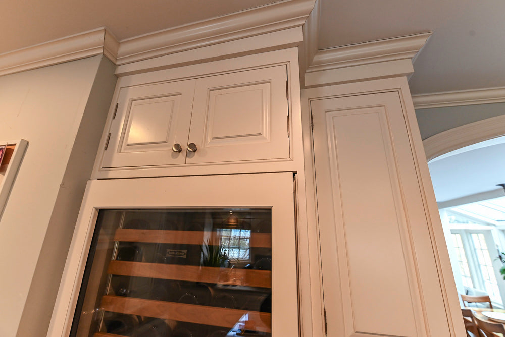 "The Radcliffe" Traditional White Kitchen with Island, Granite Countertops and Appliances