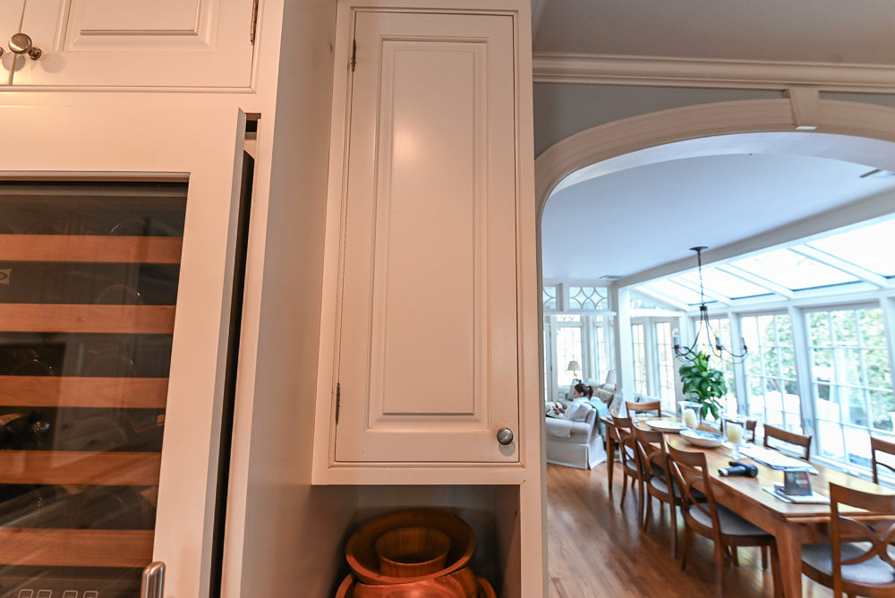 "The Radcliffe" Traditional White Kitchen with Island, Granite Countertops and Appliances