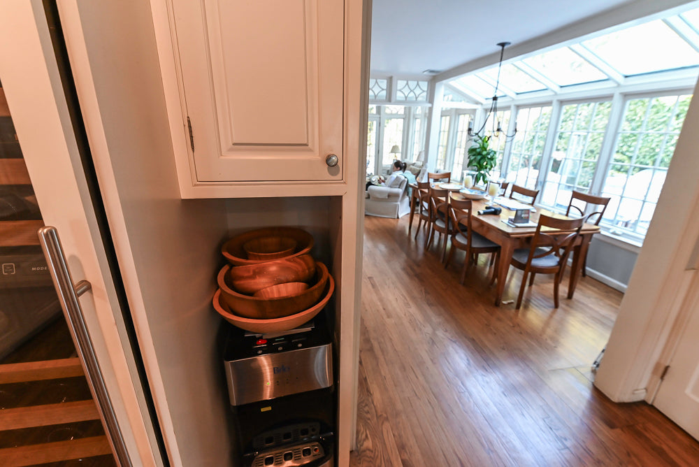 "The Radcliffe" Traditional White Kitchen with Island, Granite Countertops and Appliances