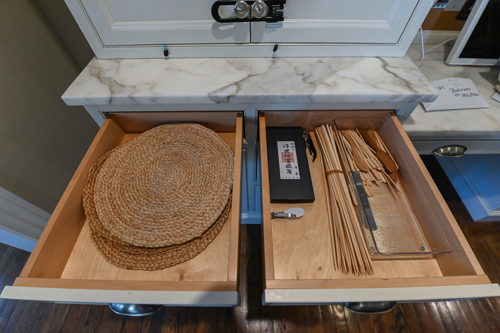 Plain & Fancy Traditional White Kitchen with Island, Marble Countertops & Appliances