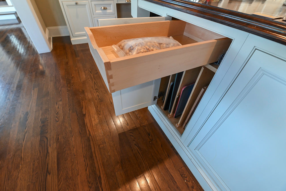 Plain & Fancy Traditional White Kitchen with Island, Marble Countertops & Appliances