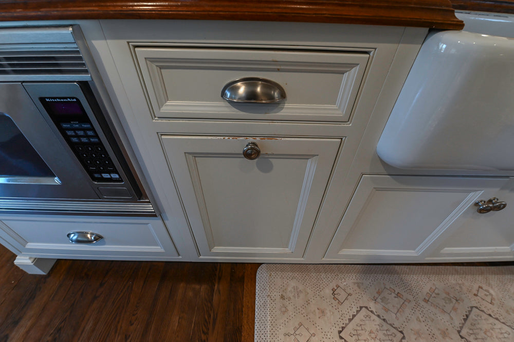 Plain & Fancy Traditional White Kitchen with Island, Marble Countertops & Appliances