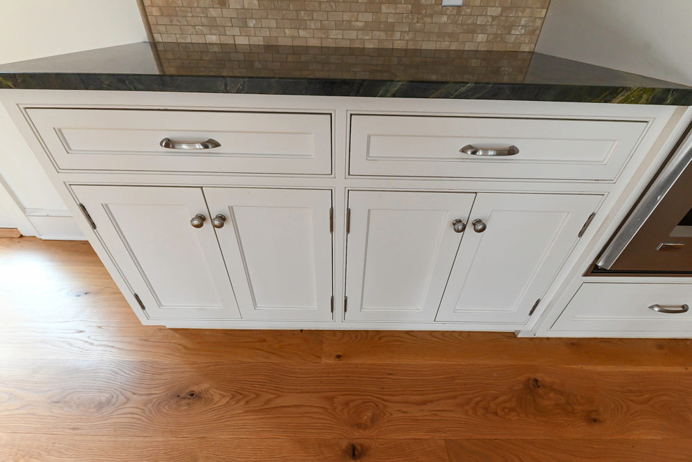 “The Providence” Custom Traditional White Kitchen with Wood Top Island & Monogram Appliances