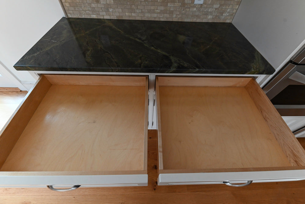 “The Providence” Custom Traditional White Kitchen with Wood Top Island & Monogram Appliances