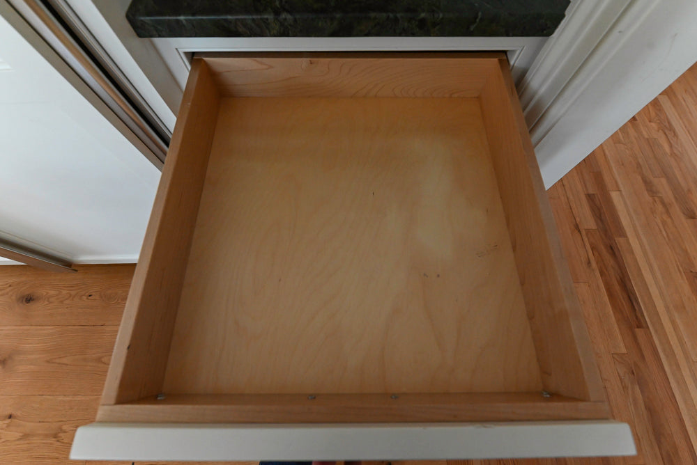 “The Providence” Custom Traditional White Kitchen with Wood Top Island & Monogram Appliances