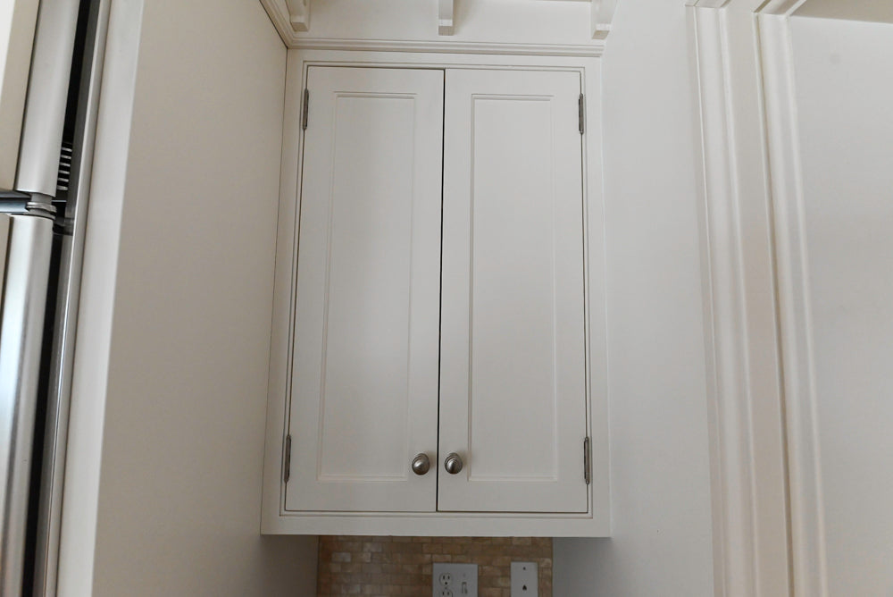 “The Providence” Custom Traditional White Kitchen with Wood Top Island & Monogram Appliances