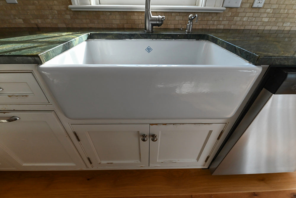 “The Providence” Custom Traditional White Kitchen with Wood Top Island & Monogram Appliances