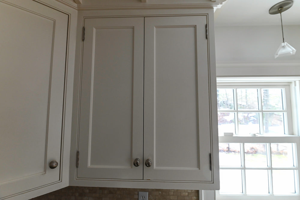 “The Providence” Custom Traditional White Kitchen with Wood Top Island & Monogram Appliances
