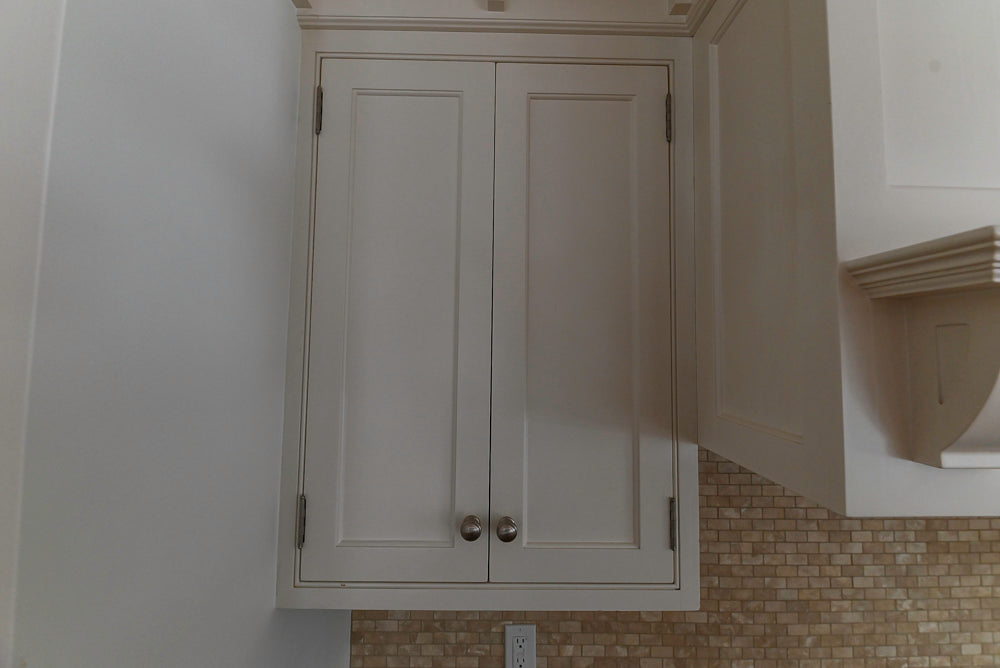 “The Providence” Custom Traditional White Kitchen with Wood Top Island & Monogram Appliances