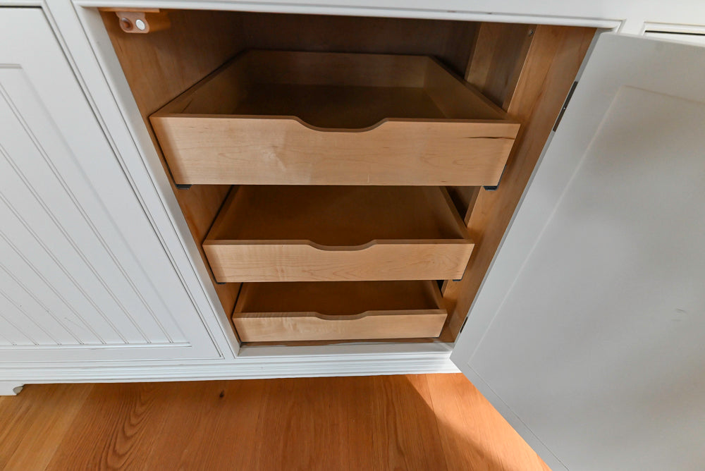 “The Providence” Custom Traditional White Kitchen with Wood Top Island & Monogram Appliances