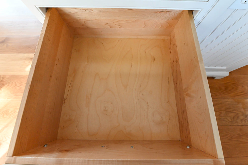 “The Providence” Custom Traditional White Kitchen with Wood Top Island & Monogram Appliances