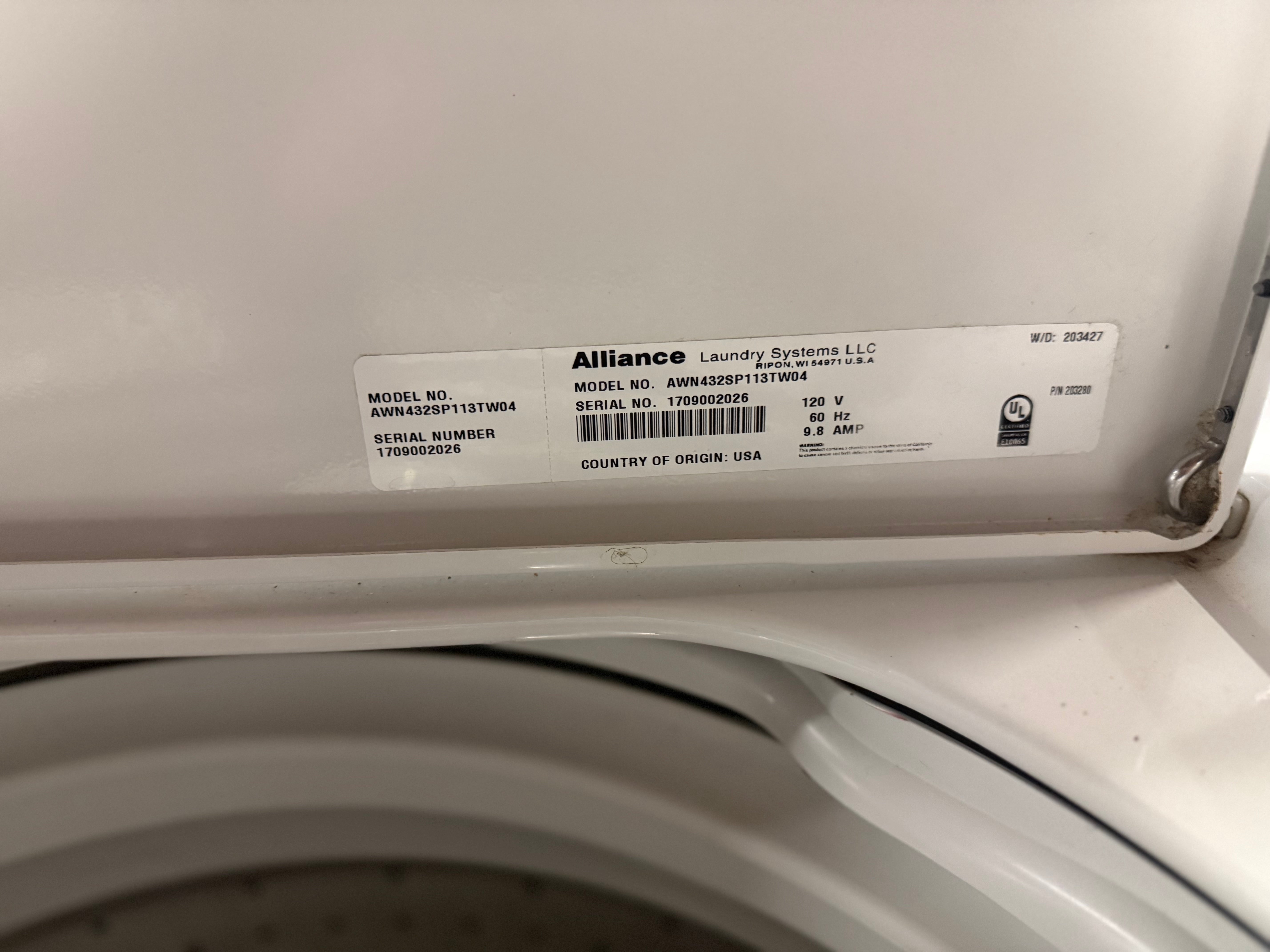 Speed Queen AWN432SP113TW04 26" White Top Load Washer