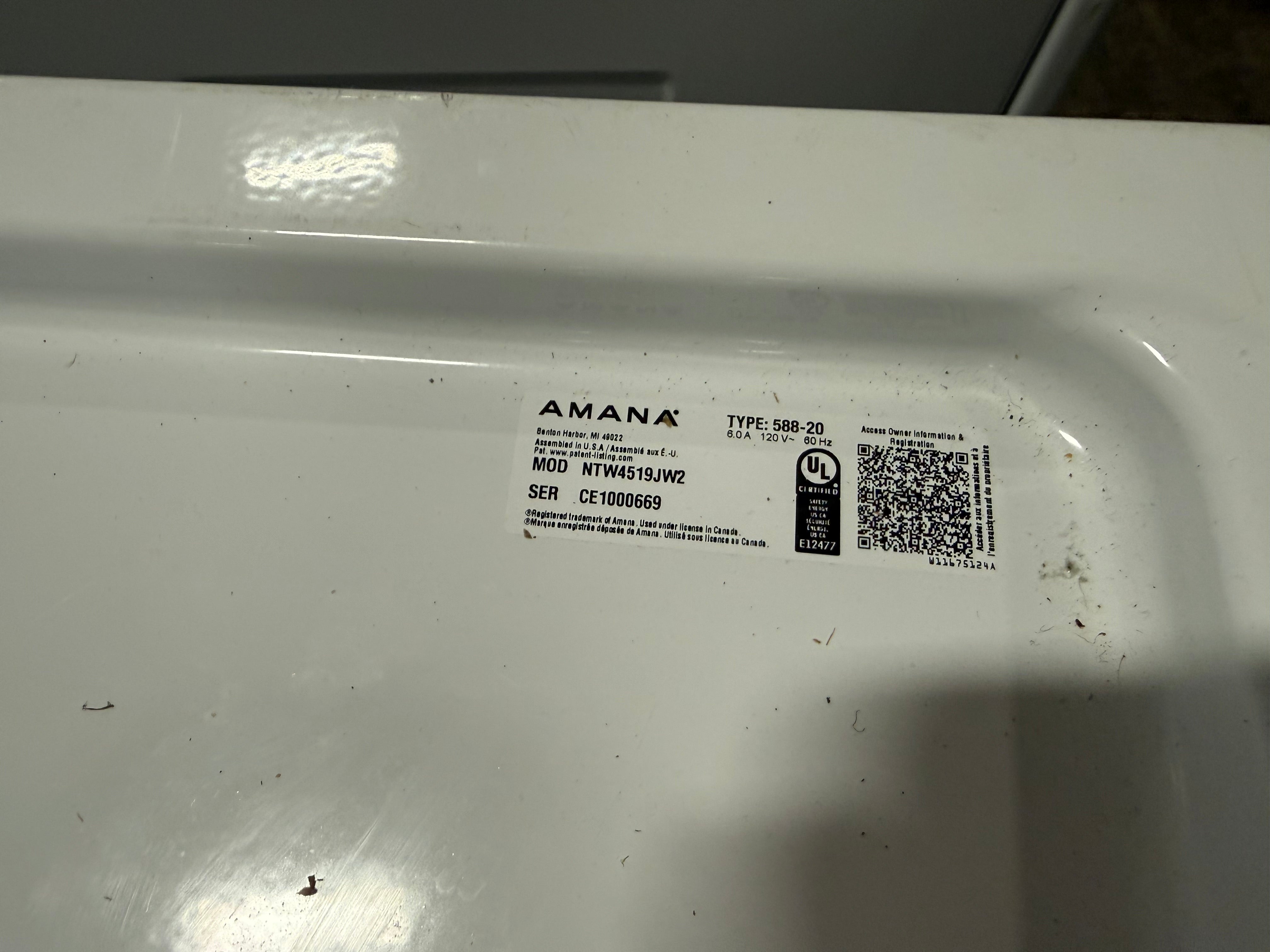 Amana NTW4519JW 28" White Top Load Washer