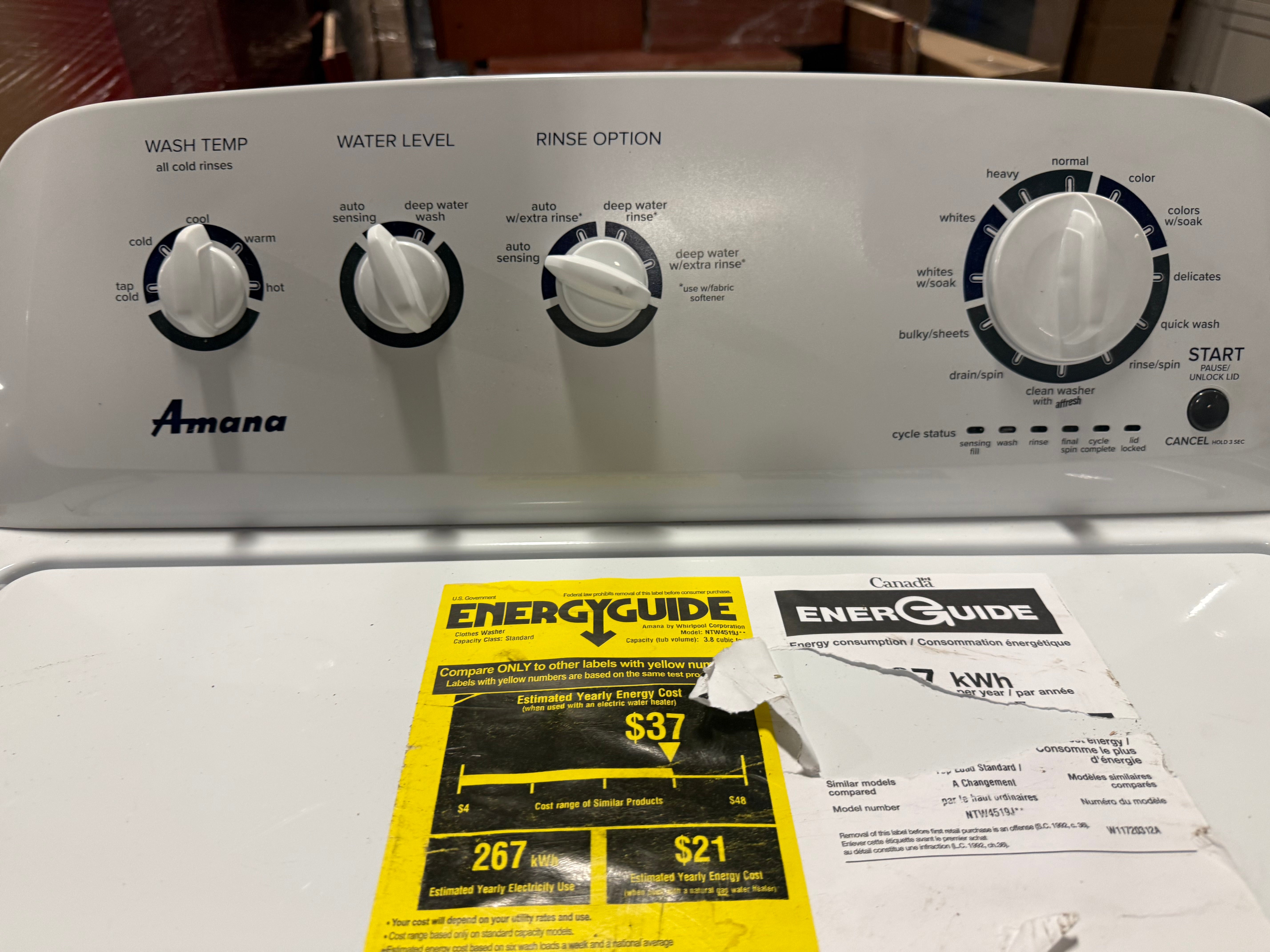 Amana NTW4519JW 28" White Top Load Washer