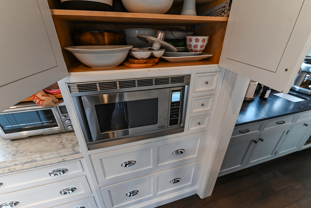 Premier Custom-Built White Transitional Kitchen with Island & Appliances