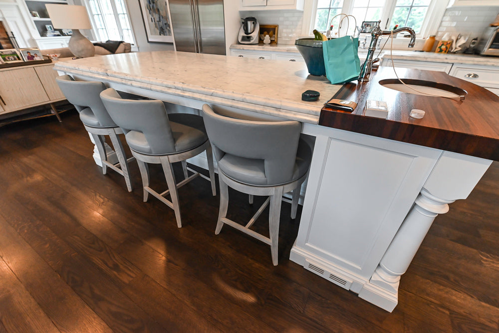 Premier Custom-Built White Transitional Kitchen with Island & Appliances