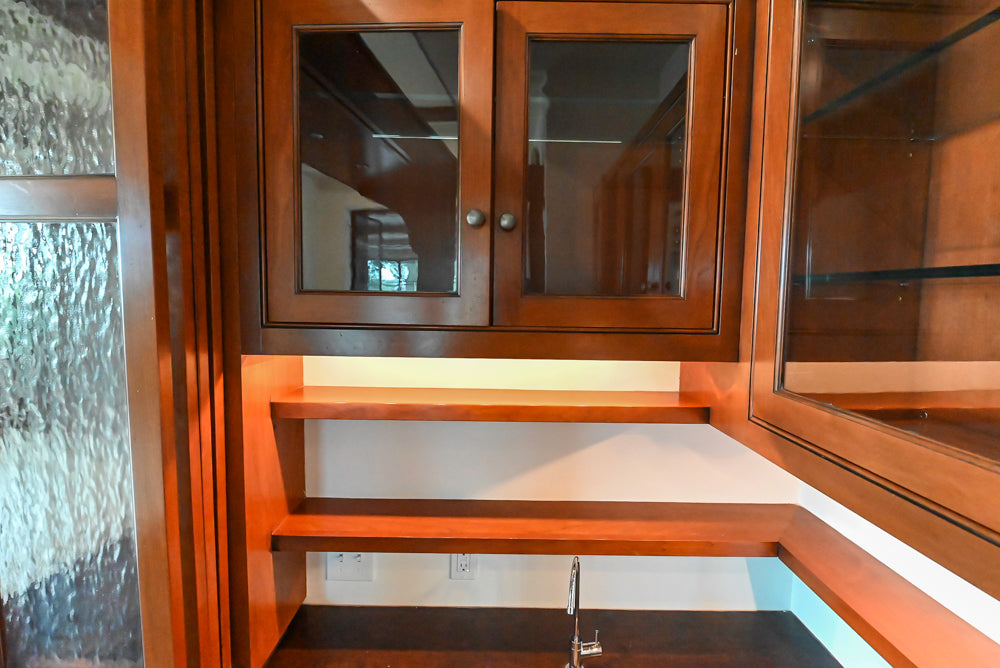 "The Highbury" Traditional Wooden Wet Bar with Sink, Faucet & Wine Cooler