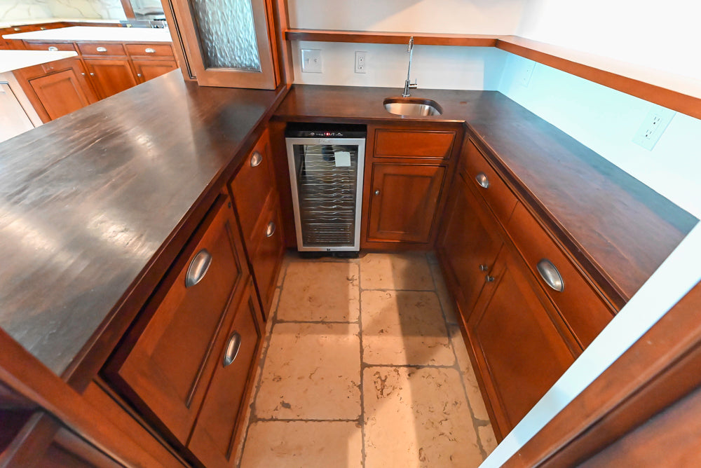 "The Highbury" Traditional Wooden Wet Bar with Sink, Faucet & Wine Cooler