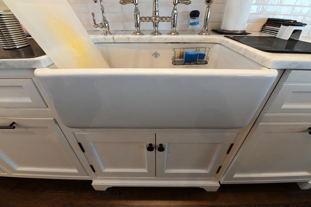 "The Prescott" Transitional White Kitchen with Island, Sub-Zero & Viking Appliances