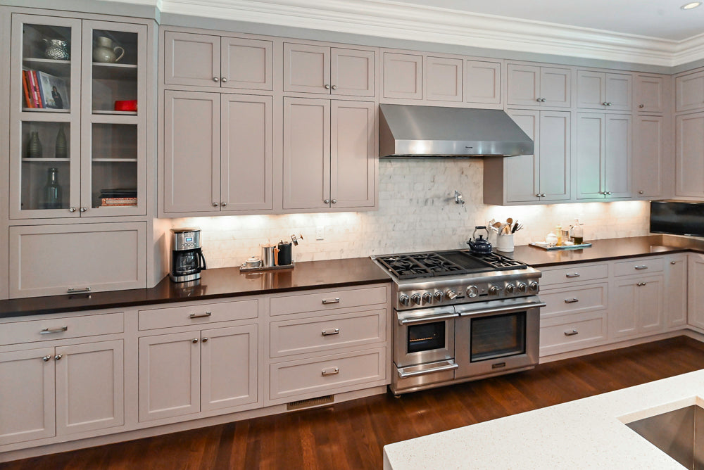 Plain & Fancy Repose Gray Transitional Kitchen with Thermador Appliances