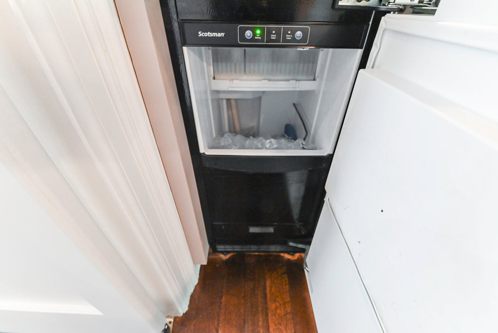 Plain & Fancy Repose Gray Transitional Butler's Pantry with Ice Maker & Wine Cooler