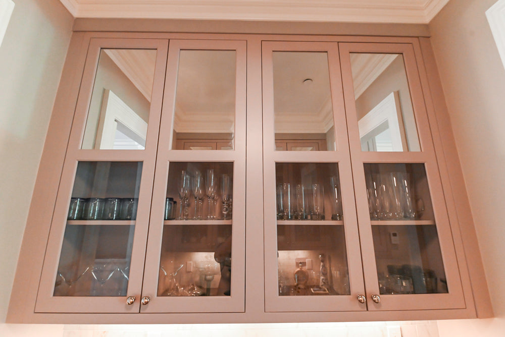 Plain & Fancy Repose Gray Transitional Butler's Pantry with Ice Maker & Wine Cooler