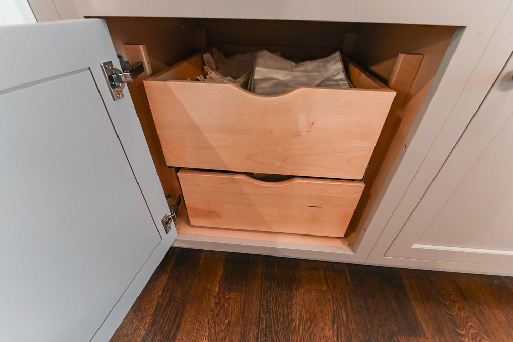 Plain & Fancy Repose Gray Transitional Butler's Pantry with Ice Maker & Wine Cooler
