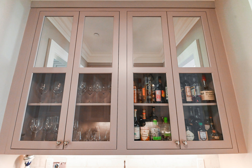 Plain & Fancy Repose Gray Transitional Butler's Pantry with Ice Maker & Wine Cooler