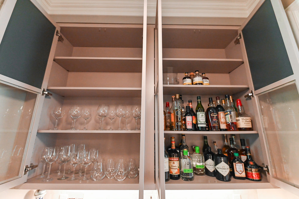 Plain & Fancy Repose Gray Transitional Butler's Pantry with Ice Maker & Wine Cooler